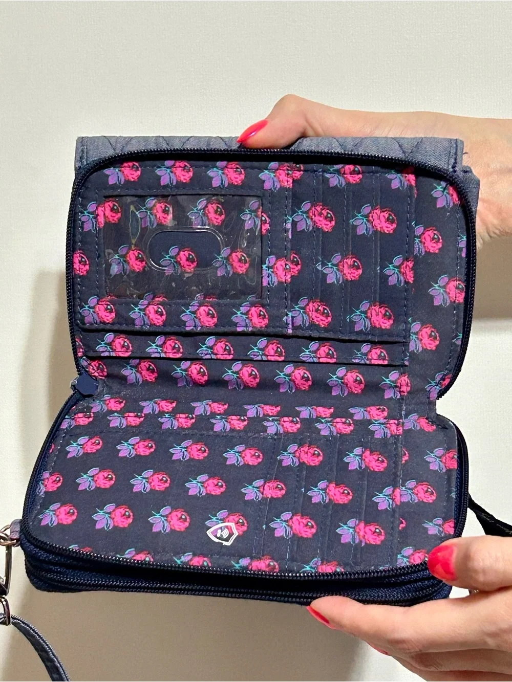 Quilted Navy Crossbody Wallet for Women - Picture 6 of 8